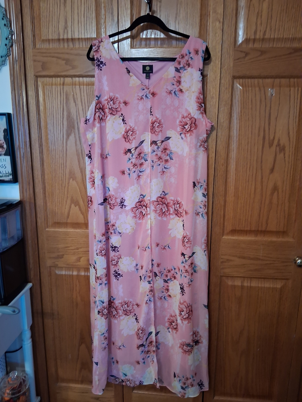JM Collection Pink Floral V-Neck Maxi Dress